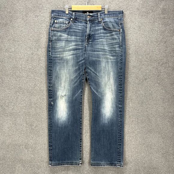 7 For All Mankind Jeans Luxe Performance Mens 31 Carsen Straight Distressed - Picture 1 of 16